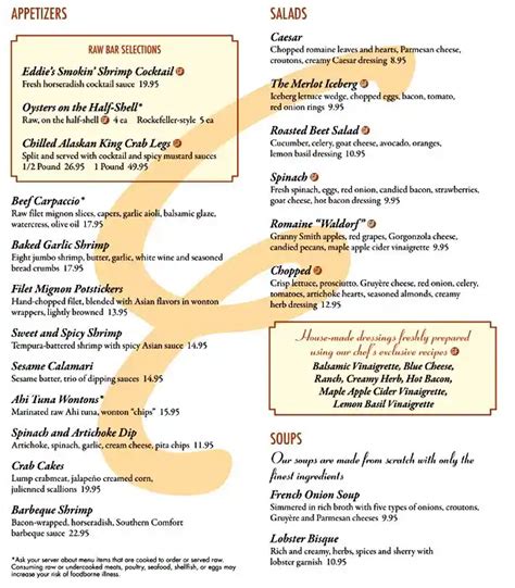 eddie merlot menu|eddie merlot's fort wayne menu.